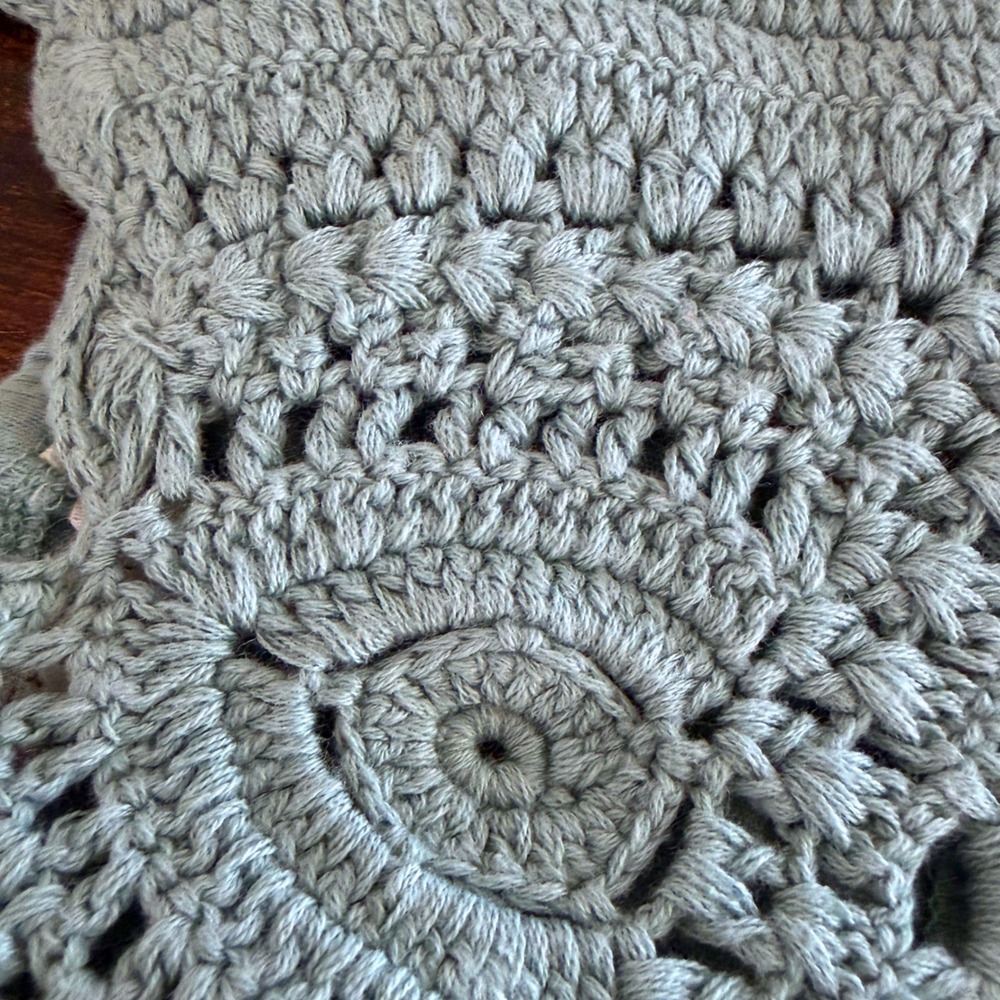Lucky Brand Crochet Babydoll Tank Top Large Sage Green Boho Knit Cami 2024 - Picture 10 of 11